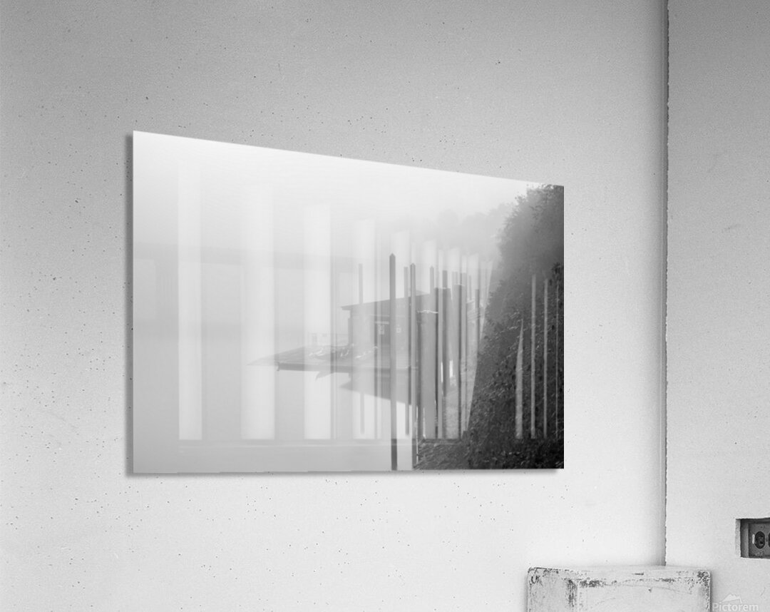 Fort Langley British Columbia Fog Black and White Acrylic Print