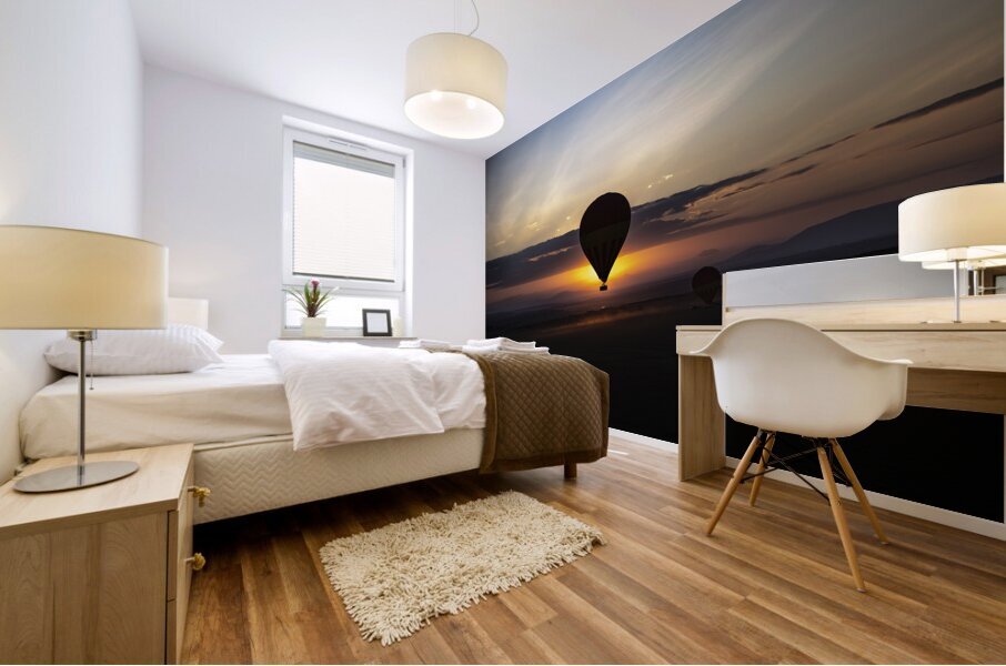 Hot air balloon over Masai Mara Mural print