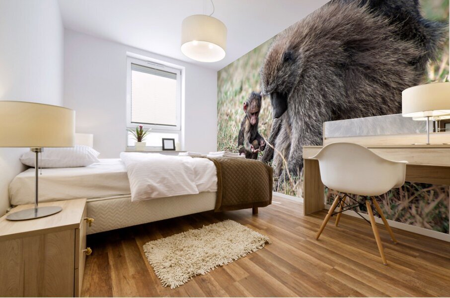 Baboon Lake Nakuru Africa Mural print