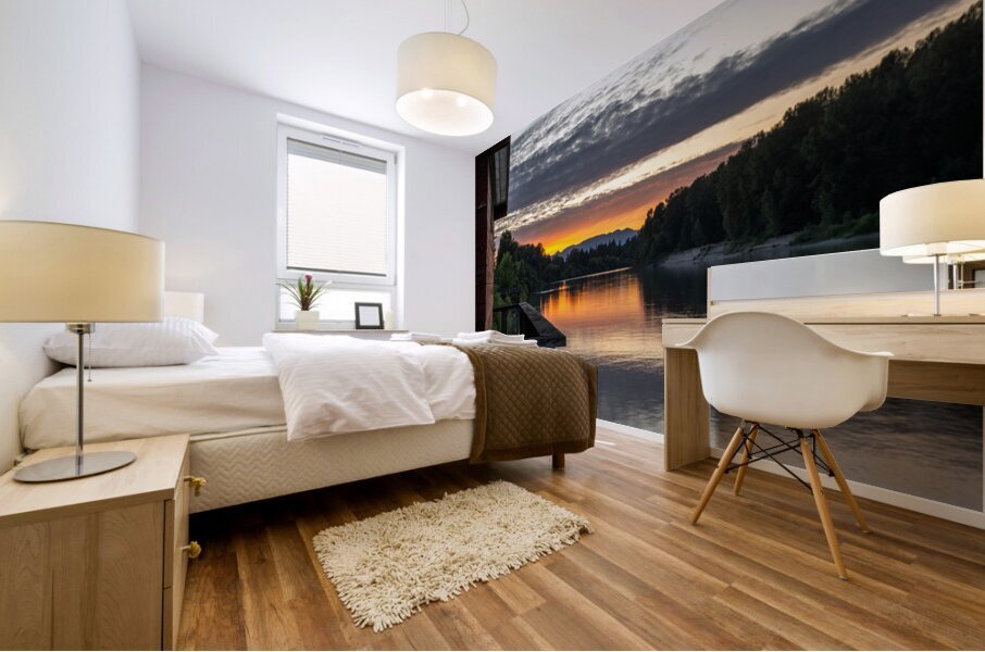 Sunset Fort Langley British Columbia on the Fraser river 2 Mural print