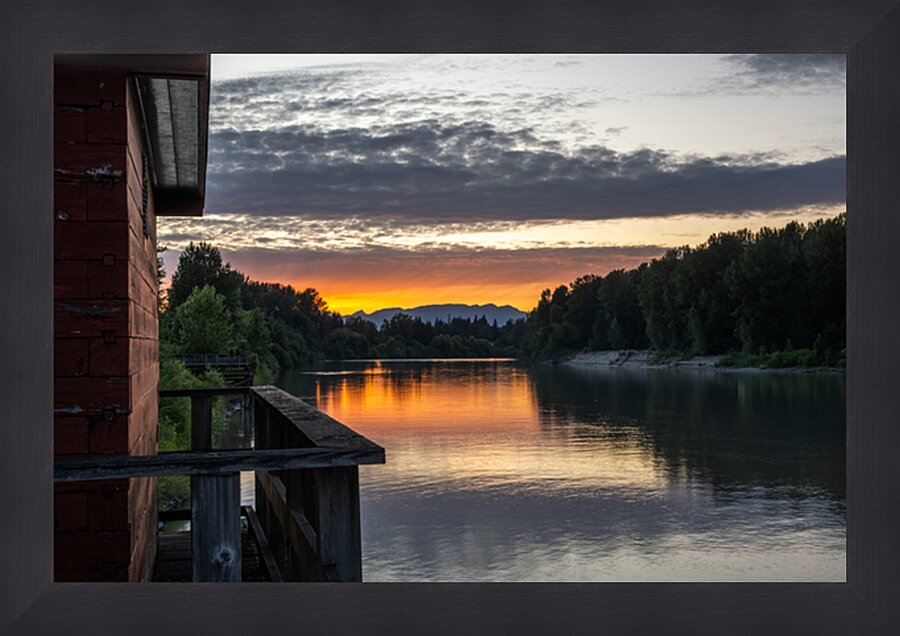 Sunset Fort Langley British Columbia on the Fraser river 2 Picture Frame print