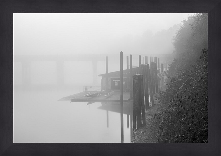 Fort Langley British Columbia Fog Black and White Picture Frame print