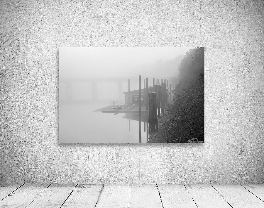Fort Langley British Columbia Fog Black and White Wall Preview
